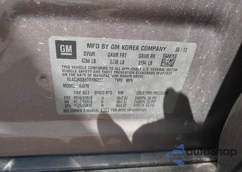 2013 Buick Encore from USA, damaged, VIN KL4CJASB6DB196237